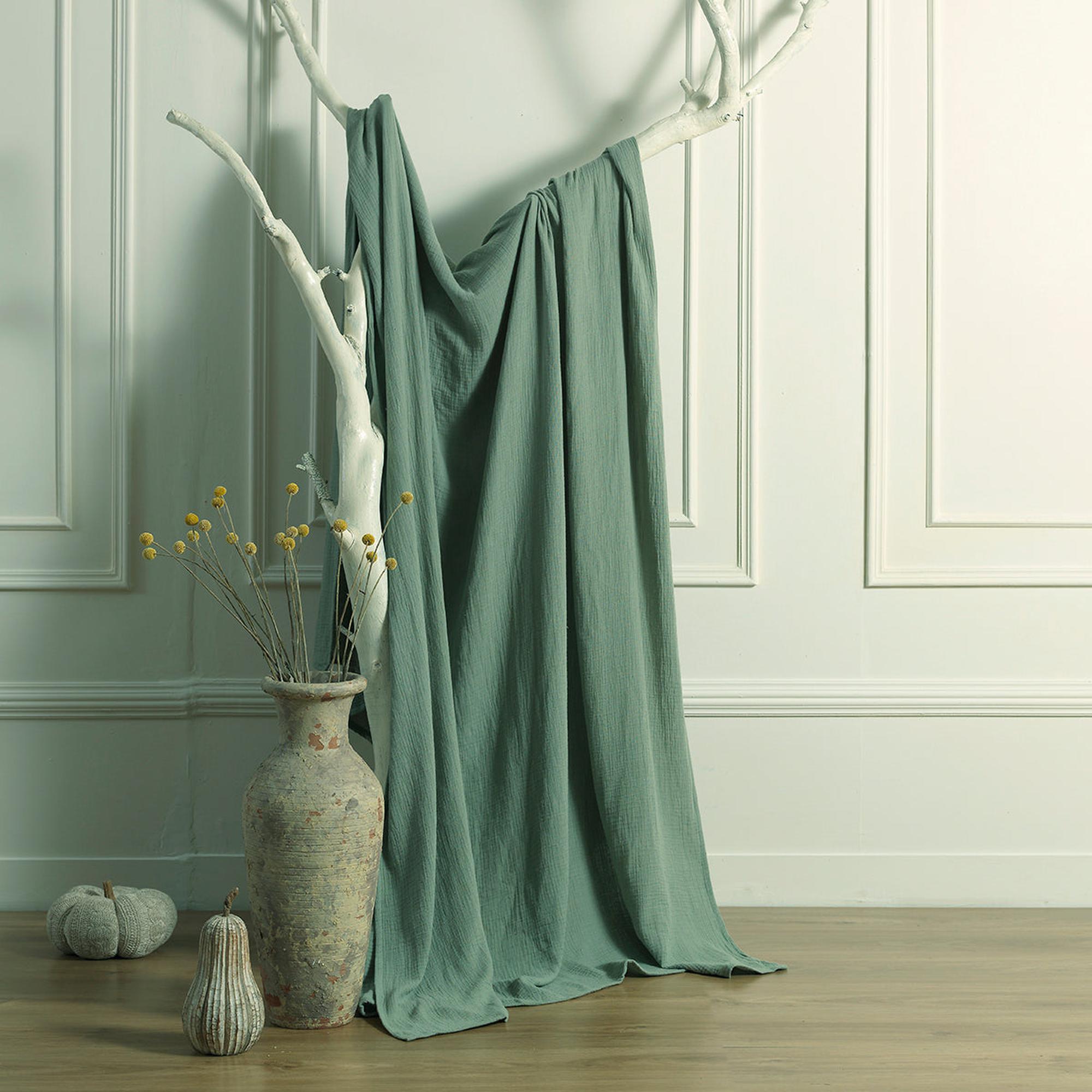 Carla - Jeté De Lit - Gaze De Coton - Vert Céladon