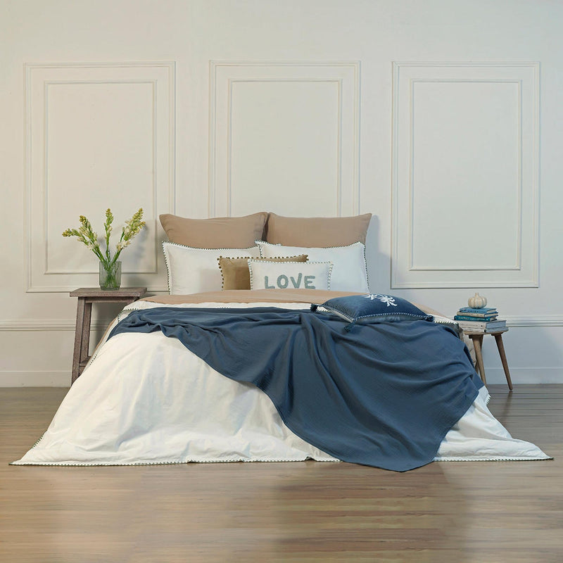 Colcha Carla - Azul Tormenta - Gasa de Algodón