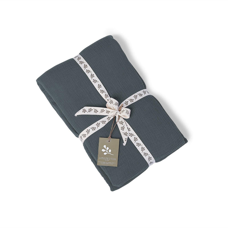 Colcha Carla - Azul Tormenta - Gasa de Algodón