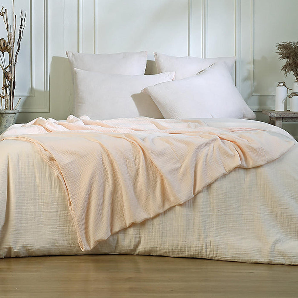Carla - Jeté De Lit - Gaze De Coton - Rose