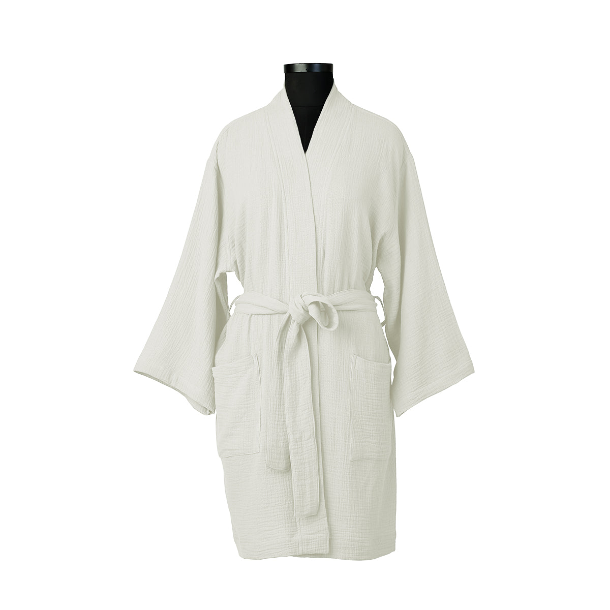 Kimono Bathrobe - Cotton Gauze - White - Carla