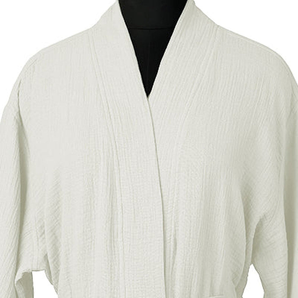 Kimono Bathrobe - Cotton Gauze - White - Carla