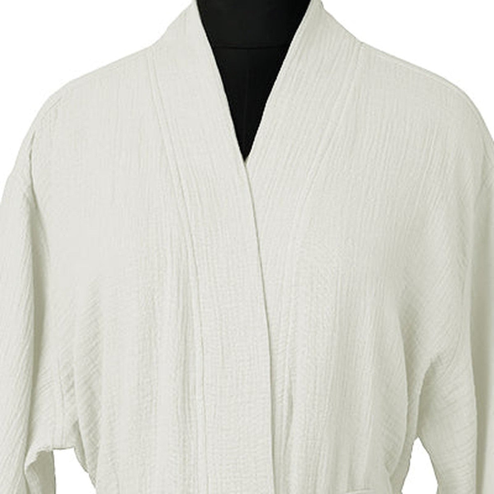 Kimono Bathrobe - Cotton Gauze - White - Carla