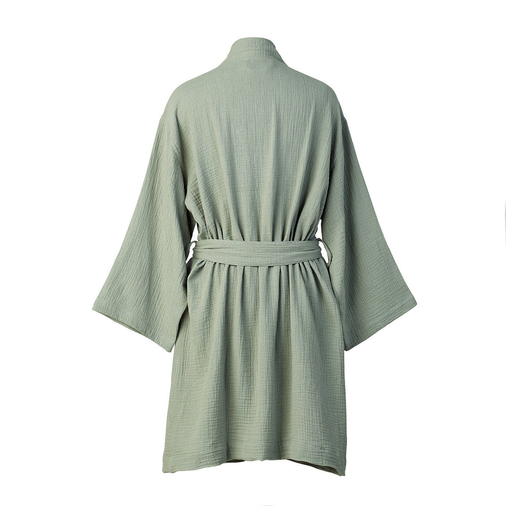 Kimono Bathrobe - Cotton Gauze - Celadon Green - Carla