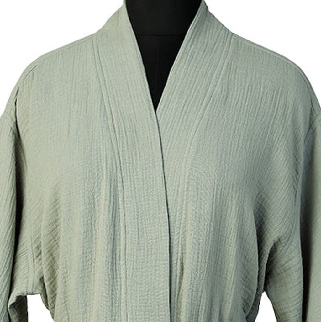 Kimono Bathrobe - Cotton Gauze - Celadon Green - Carla
