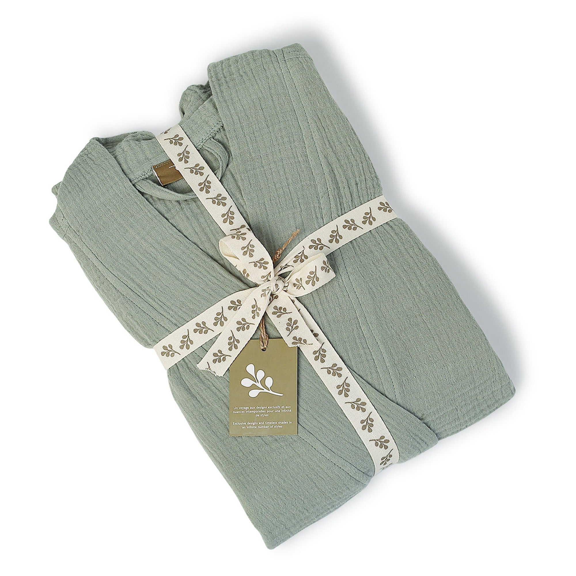 Kimono Bathrobe - Cotton Gauze - Celadon Green - Carla