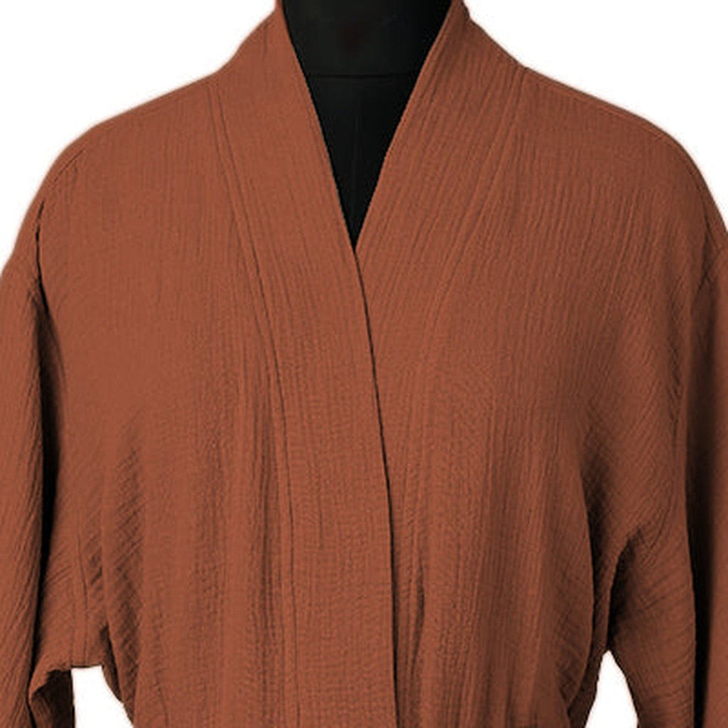 Kimono Bathrobe - Cotton Gauze - Tuscany Red - Carla