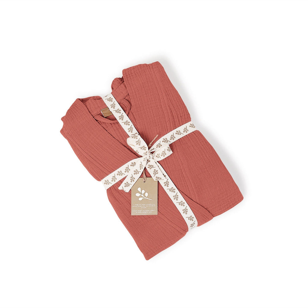 Kimono Bathrobe - Cotton Gauze - Tuscany Red - Carla
