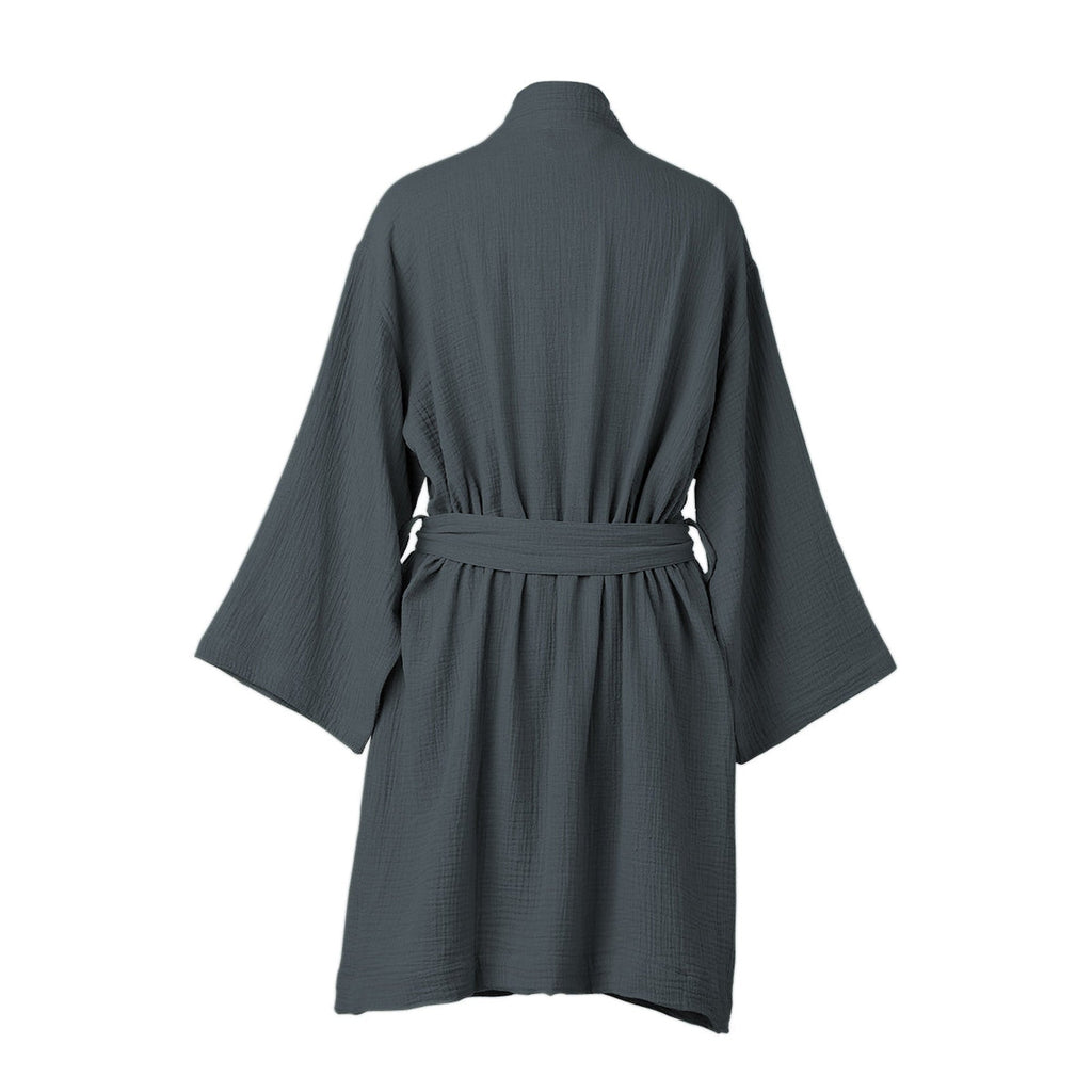 Kimono Bathrobe - Cotton Gauze - Storm Blue - Carla