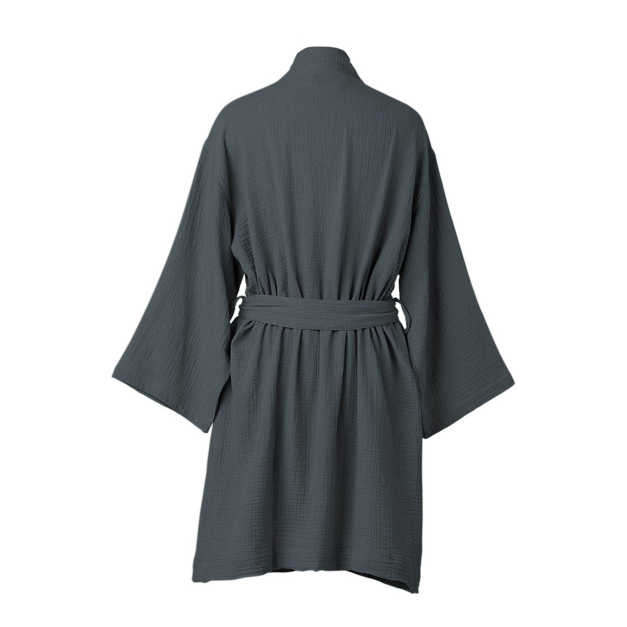Kimono Bathrobe - Cotton Gauze - Storm Blue - Carla