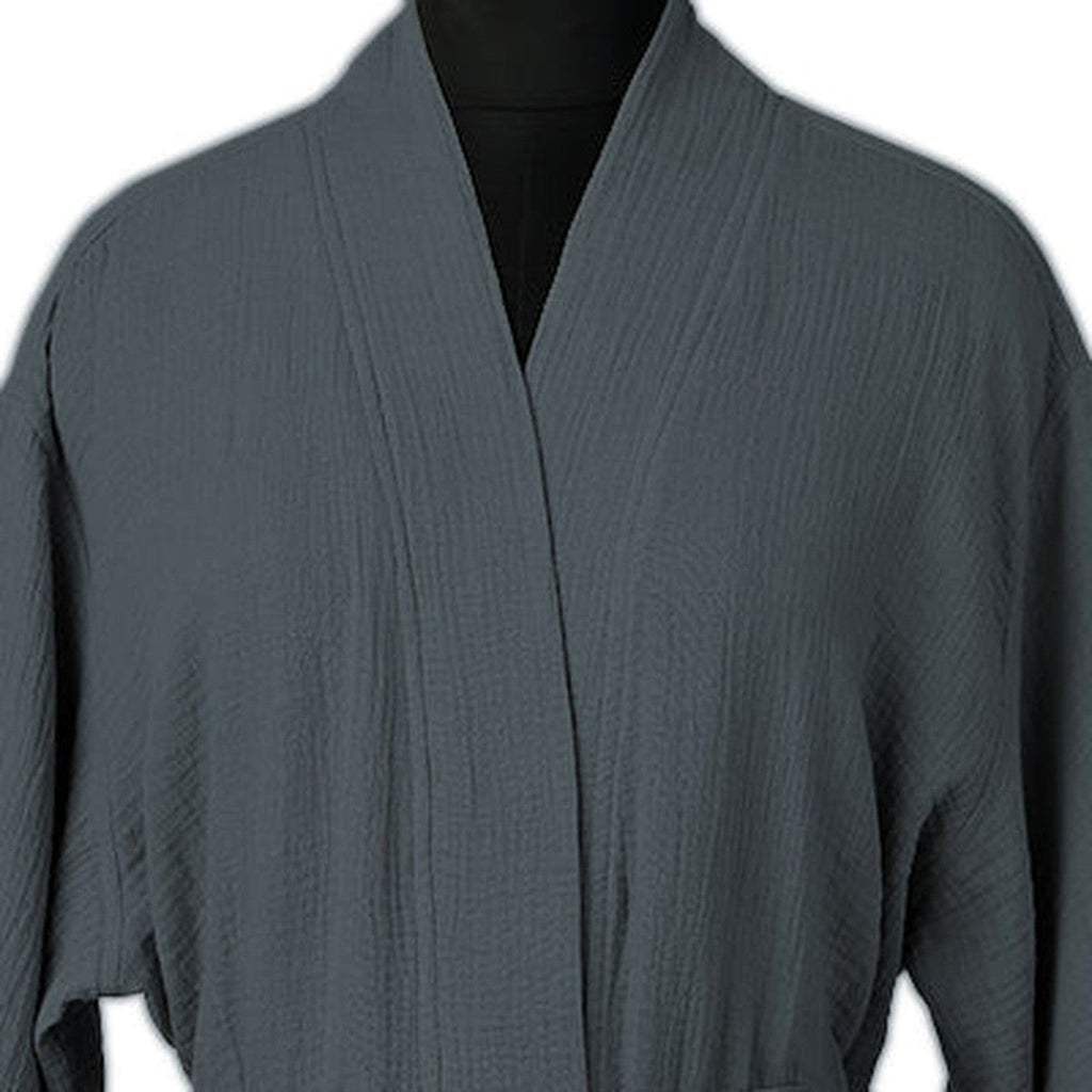 Kimono Bathrobe - Cotton Gauze - Storm Blue - Carla