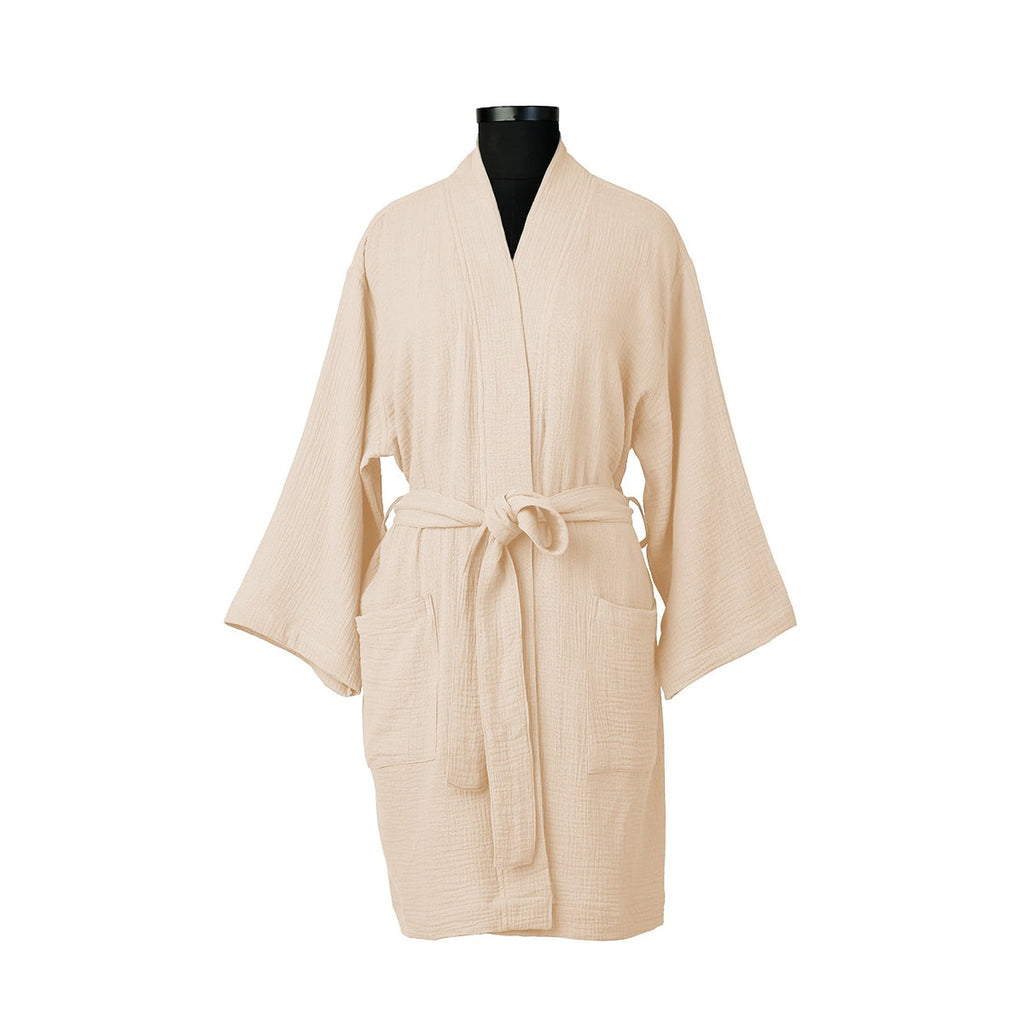 Kimono Bathrobe - Cotton Gauze - Pink - Carla