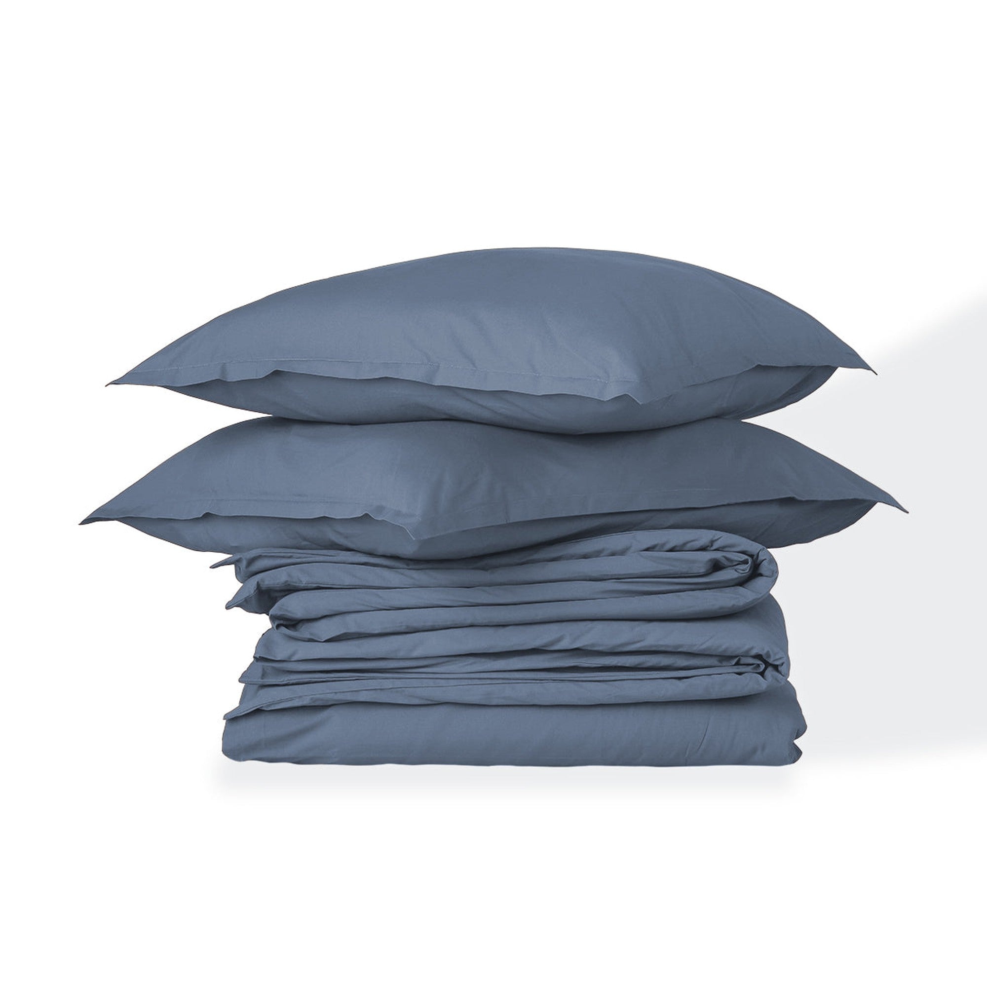 Nina - Parure + Taies - Percale De Coton - Bleu Denim
