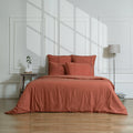 Nina - Parure + Taies - Percale De Coton - Rouge Toscane