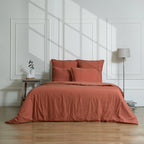 Nina - Parure + Taies - Percale De Coton - Rouge Toscane