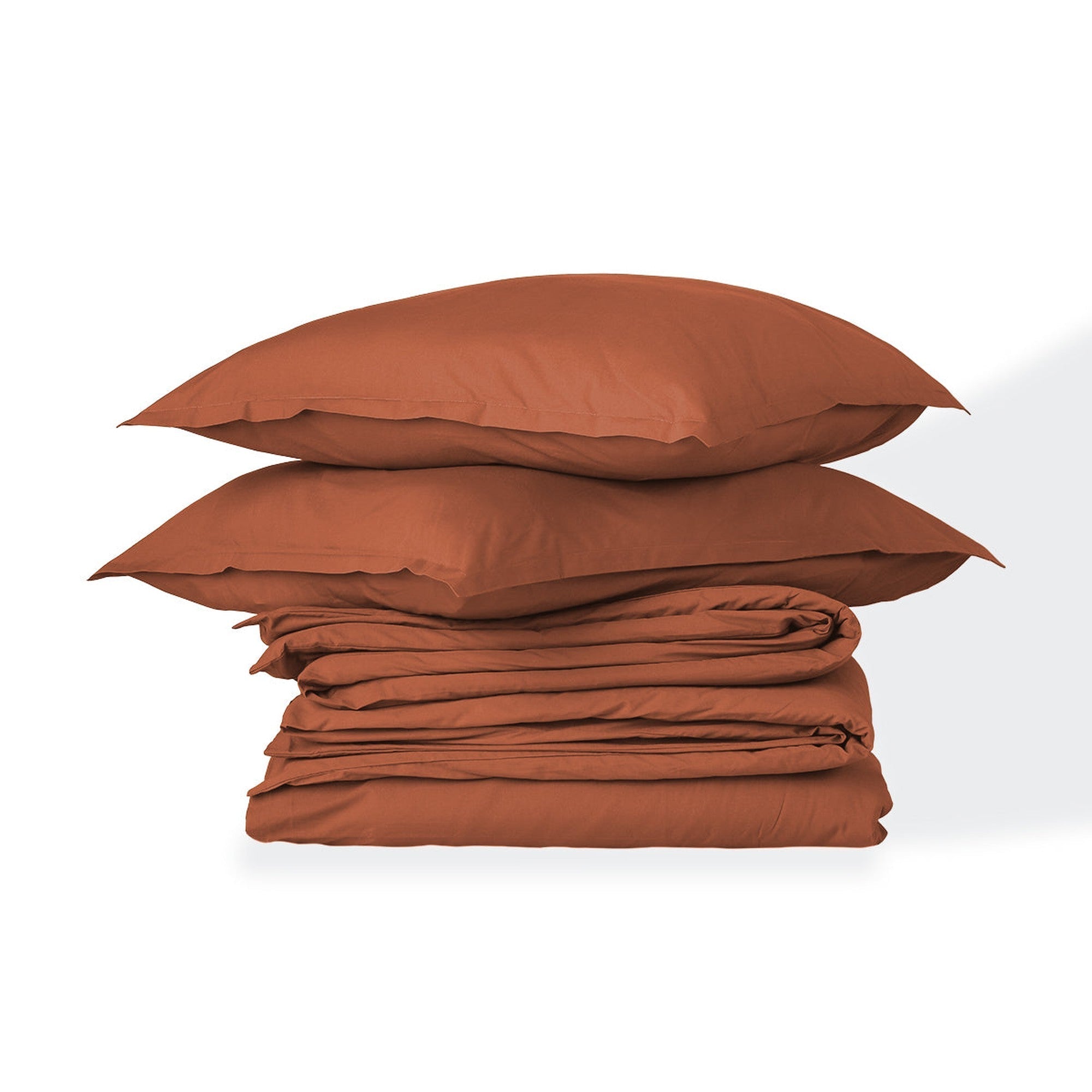 Nina - Parure + Taies - Percale De Coton - Rouge Toscane