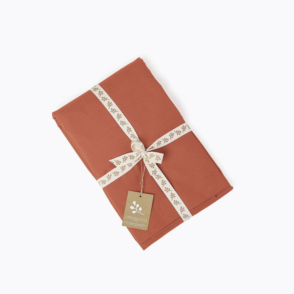 Nina - Parure + Taies - Percale De Coton - Rouge Toscane