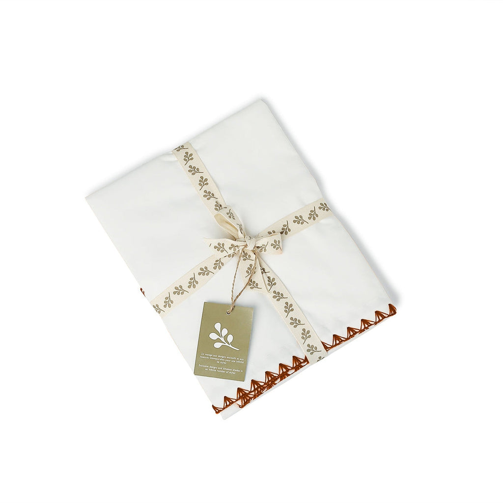Zoé - Parure + Taies - Percale De Coton - Blanc/Caramel