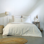 Zoé - Parure + Taies - Percale De Coton - Blanc/Rouge