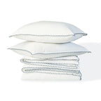 Zoé - Parure + Taies - Percale De Coton - Blanc/Bleu Denim