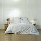 Zoé - Parure + Taies - Percale De Coton - Blanc/Bleu Denim