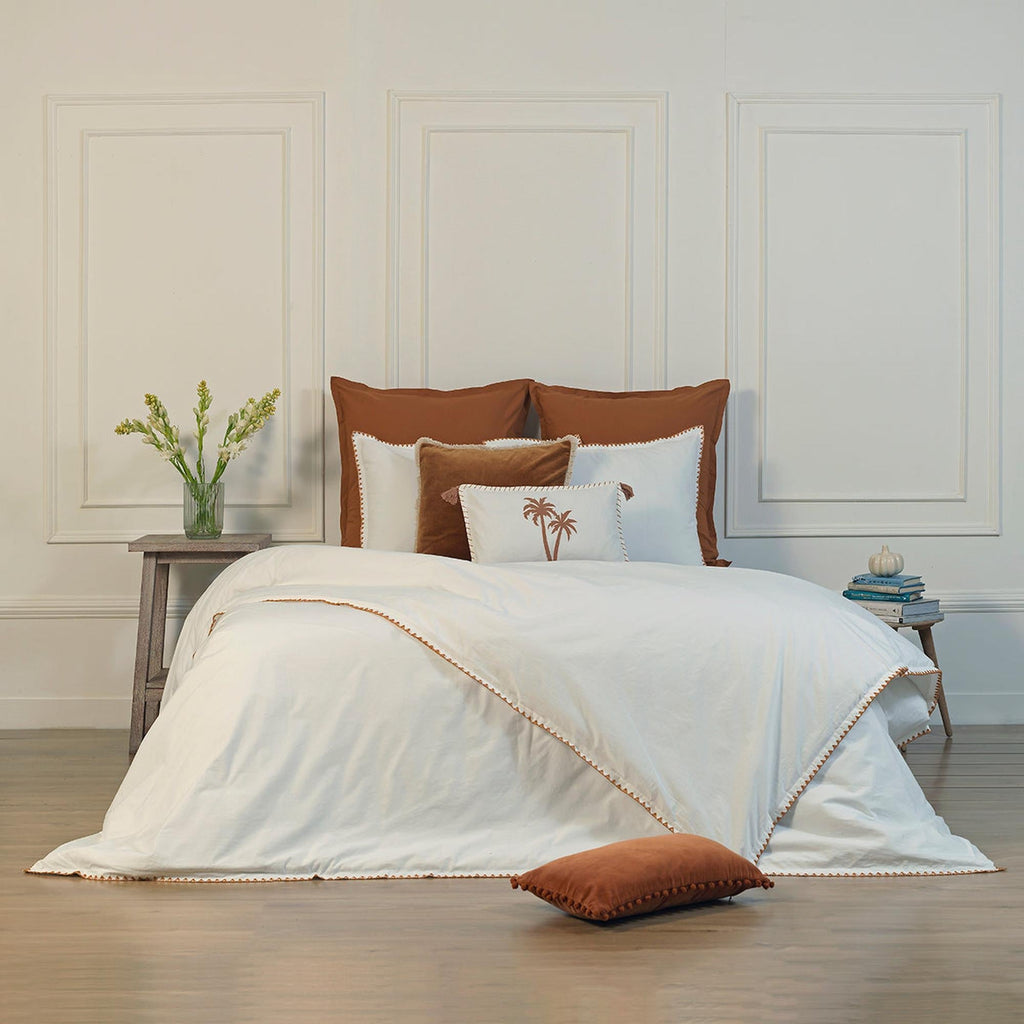 Zoé - Parure + Taies - Percale De Coton - Blanc/Rouge