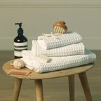 Set of 3 Waffle Cotton Bath Towels 90X150&50X100&30X50 - Daria - White