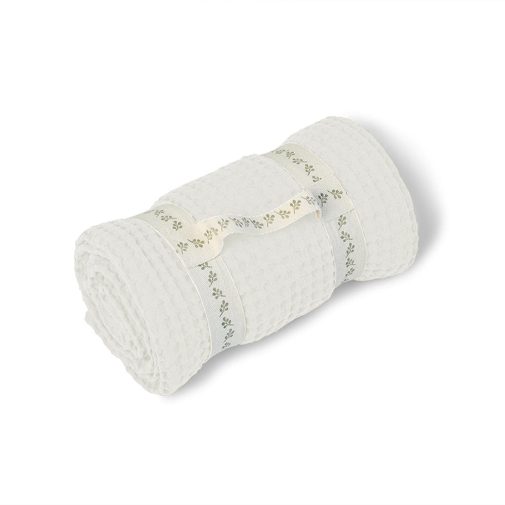 Set of 3 Waffle Cotton Bath Towels 90X150&50X100&30X50 - Daria - White