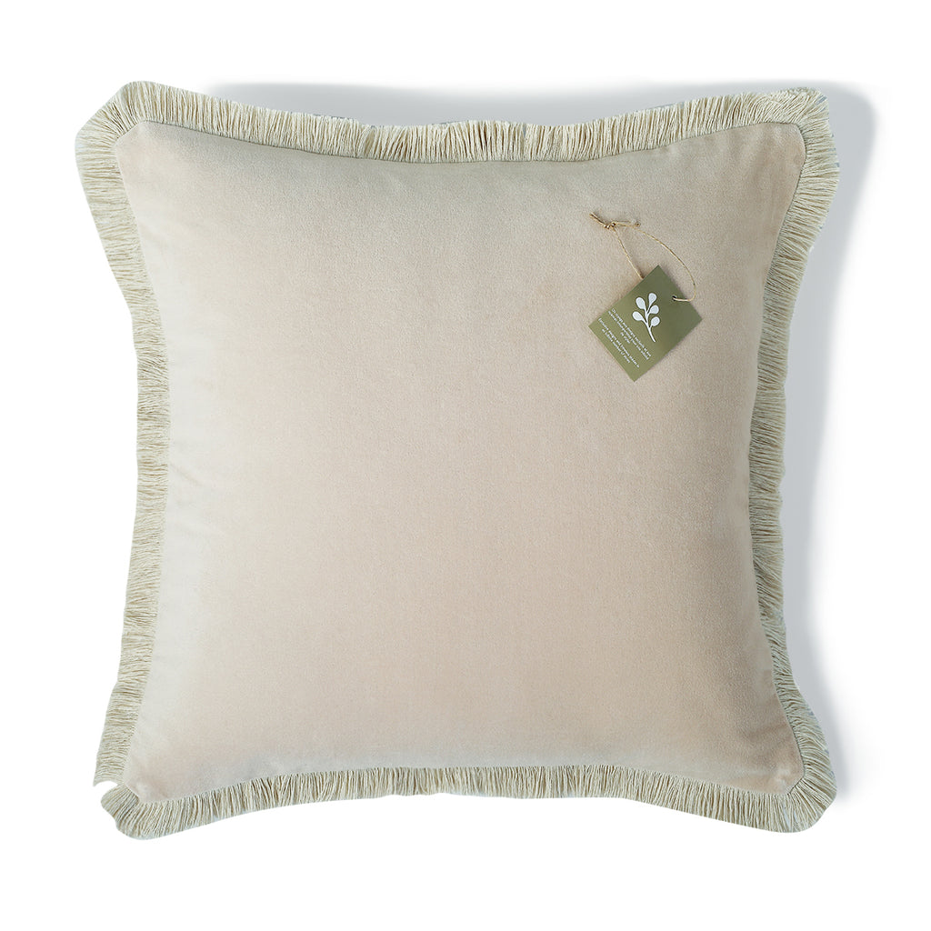 Funda de cojín Riva de terciopelo de algodón - Beige