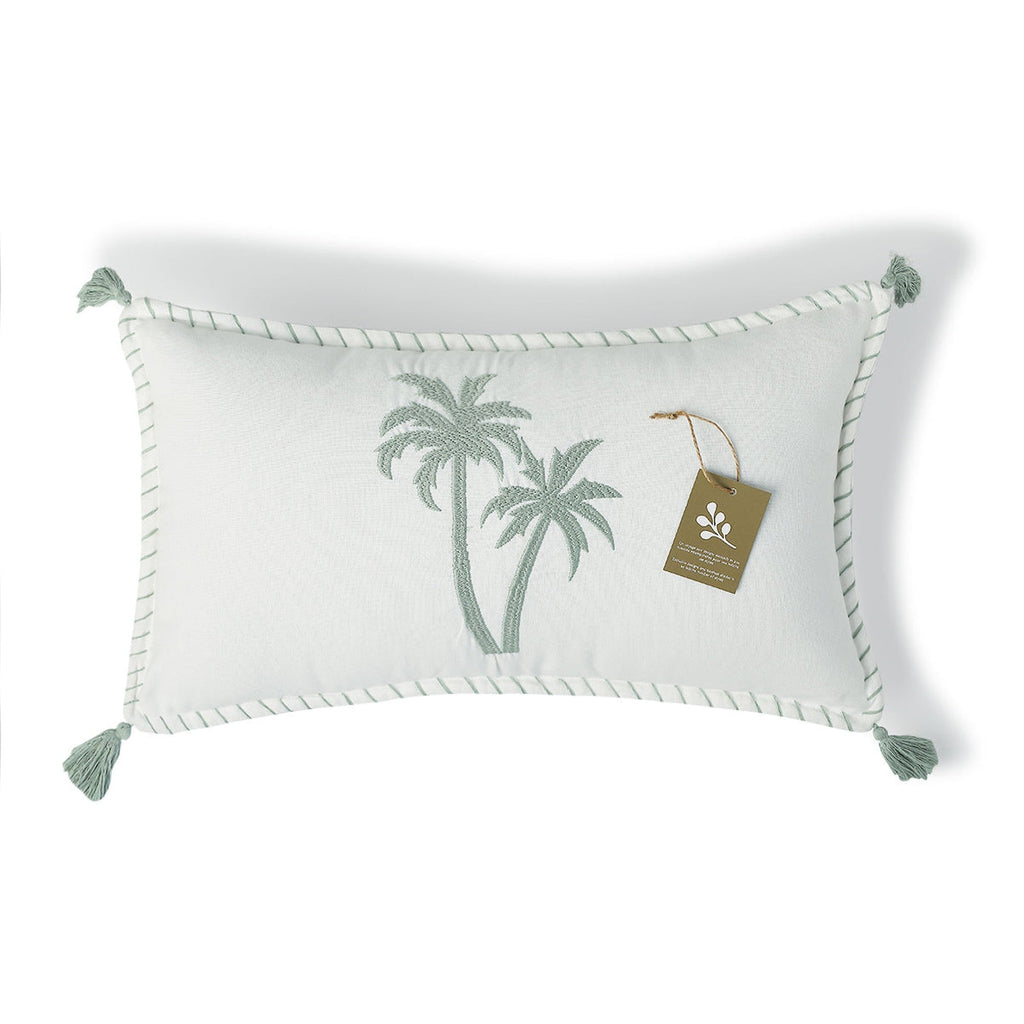 Housse De Coussin Toile De Coton 50X30 Oasis Bleu Glacier