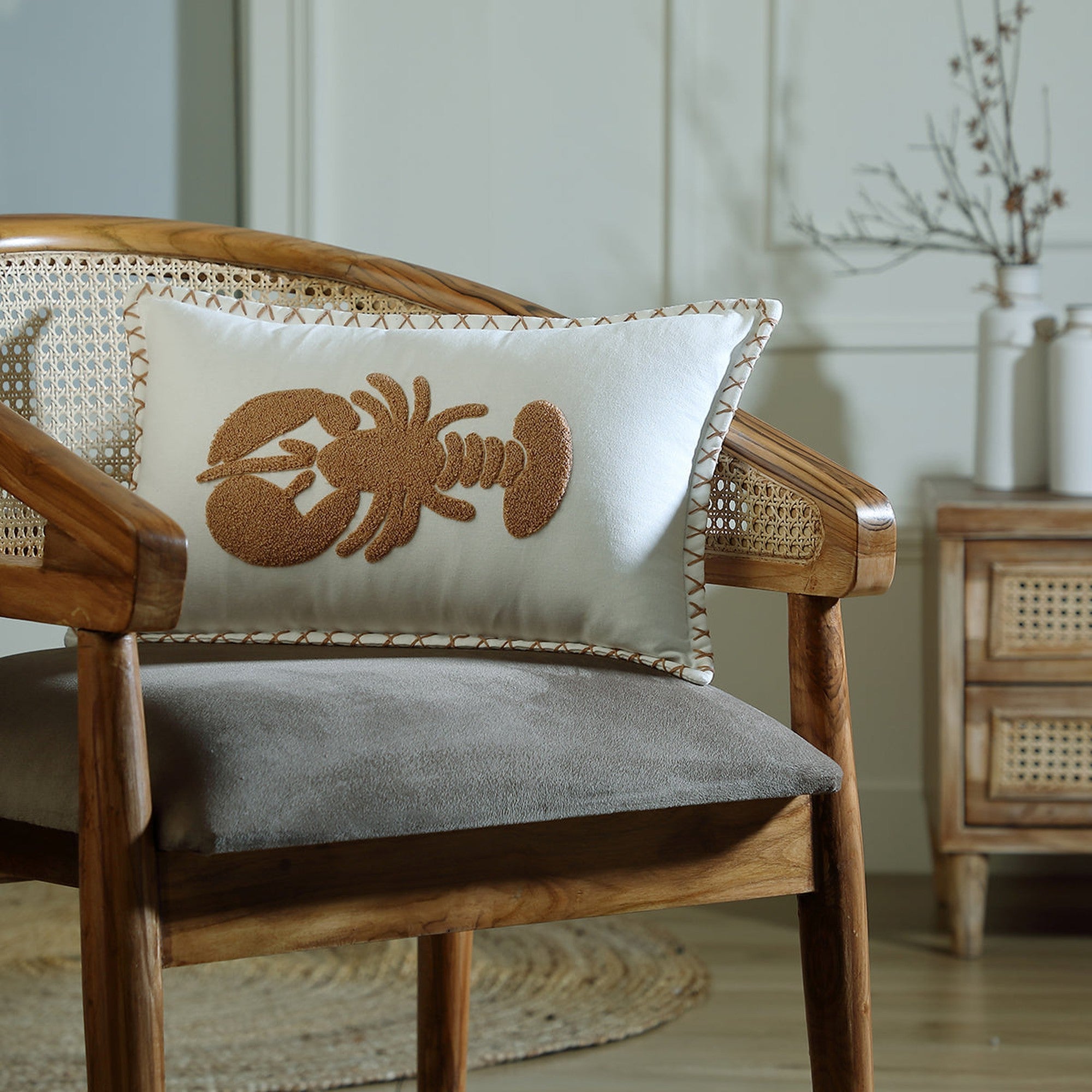 Lobster Cushion Cover - Sienna - Cotton Canvas