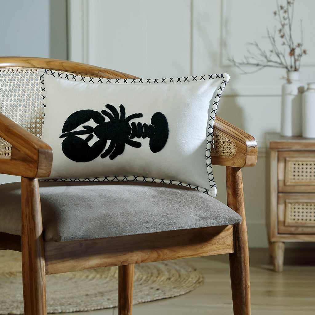 Housse De Coussin Toile De Coton 50X30 Lobster Bleu Marine