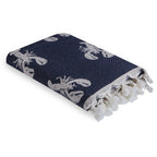 Jacquard cotton fouta 100x200 LOBSTER navy blue