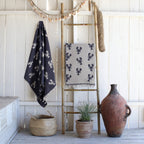 Jacquard cotton fouta 100x200 LOBSTER navy blue