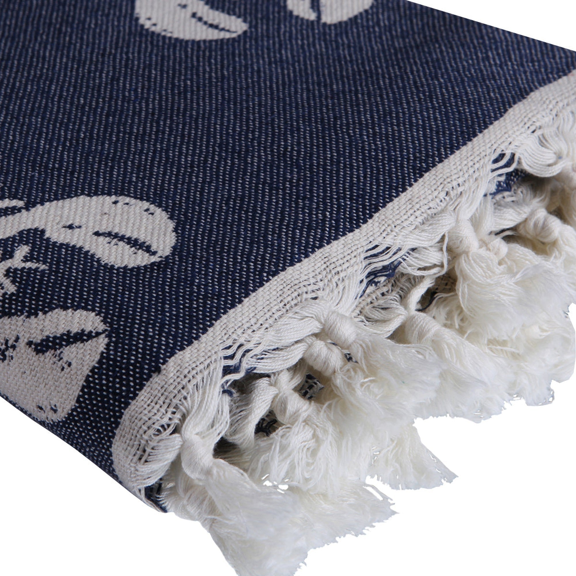Jacquard cotton fouta 100x200 LOBSTER navy blue