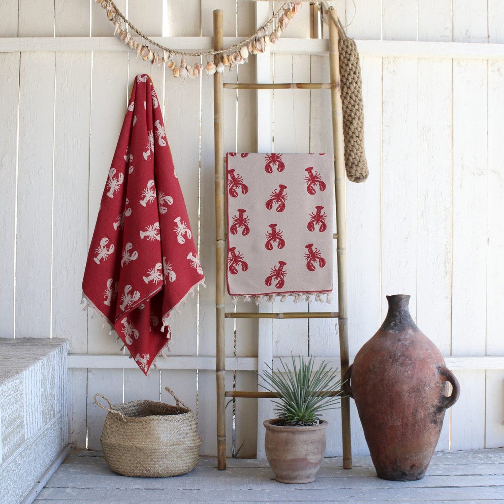 Fouta Jacquard - Algodón - Rojo - Langosta