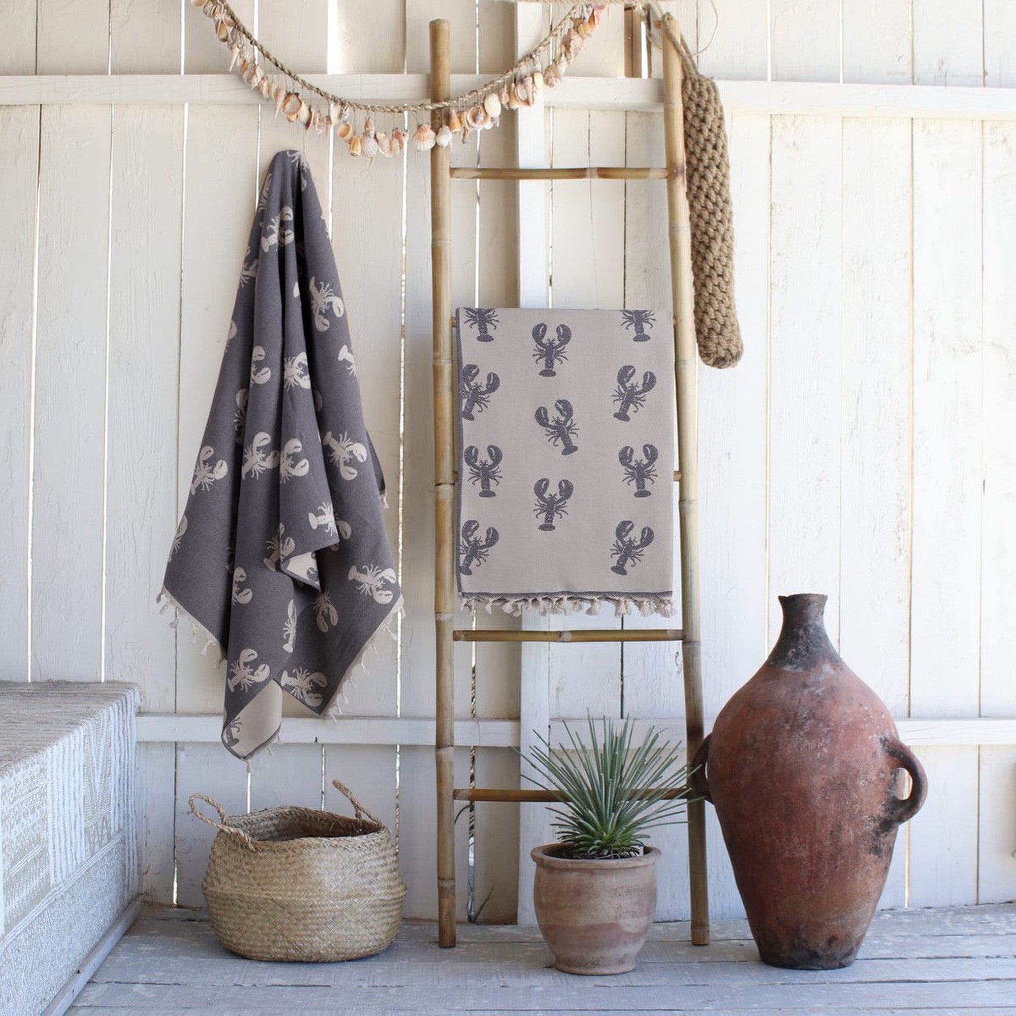 Fouta Jacquard Coton 100X200 Homard Gris Moyen