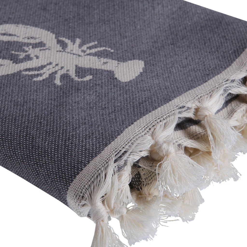 Fouta Jacquard Coton 100X200 Homard Gris Moyen