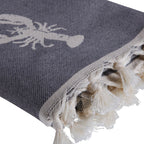Fouta Jacquard Coton 100X200 Homard Gris Moyen