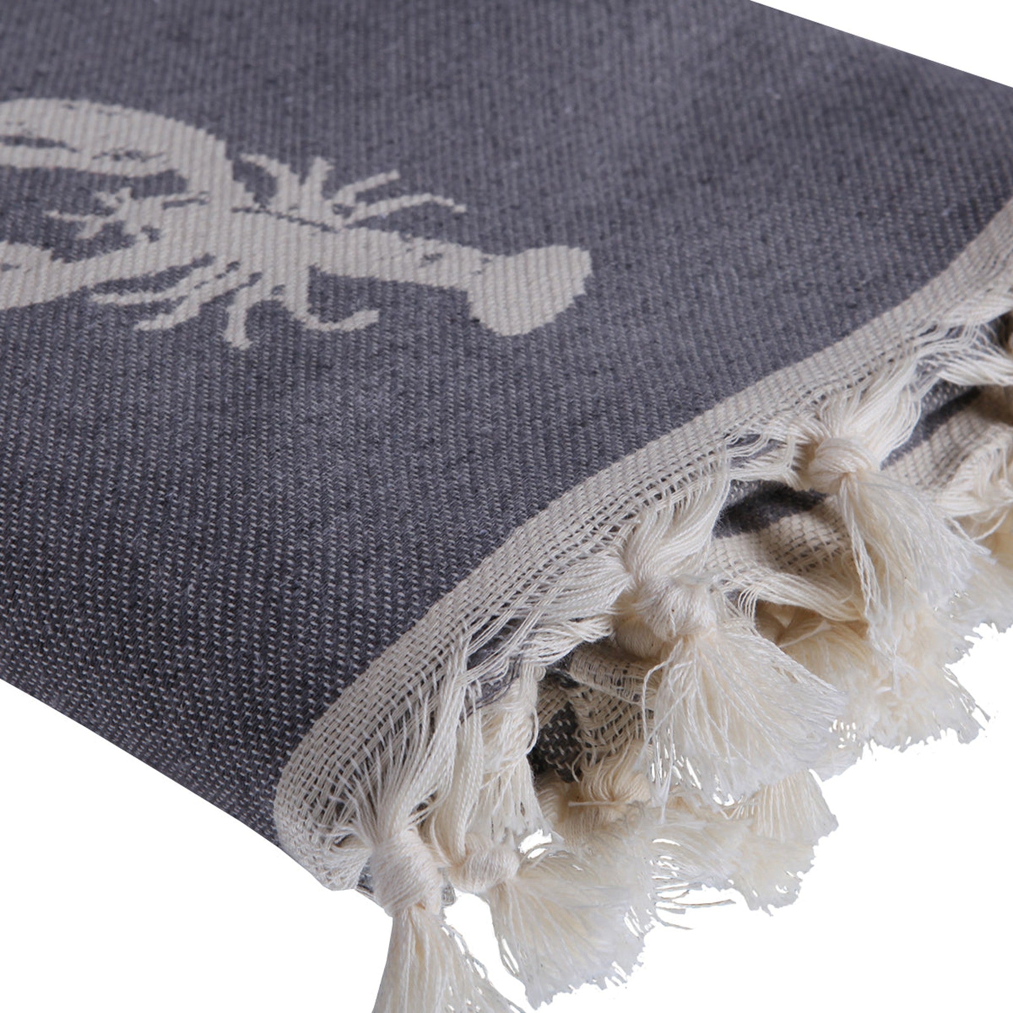 Fouta Jacquard Coton 100X200 Homard Gris Moyen