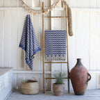 Jacquard cotton fouta 100x200 CABANA greek blue