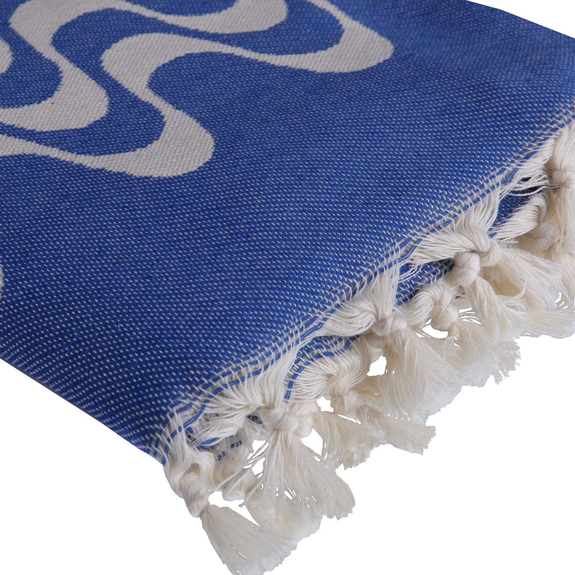 Jacquard cotton fouta 100x200 CABANA greek blue