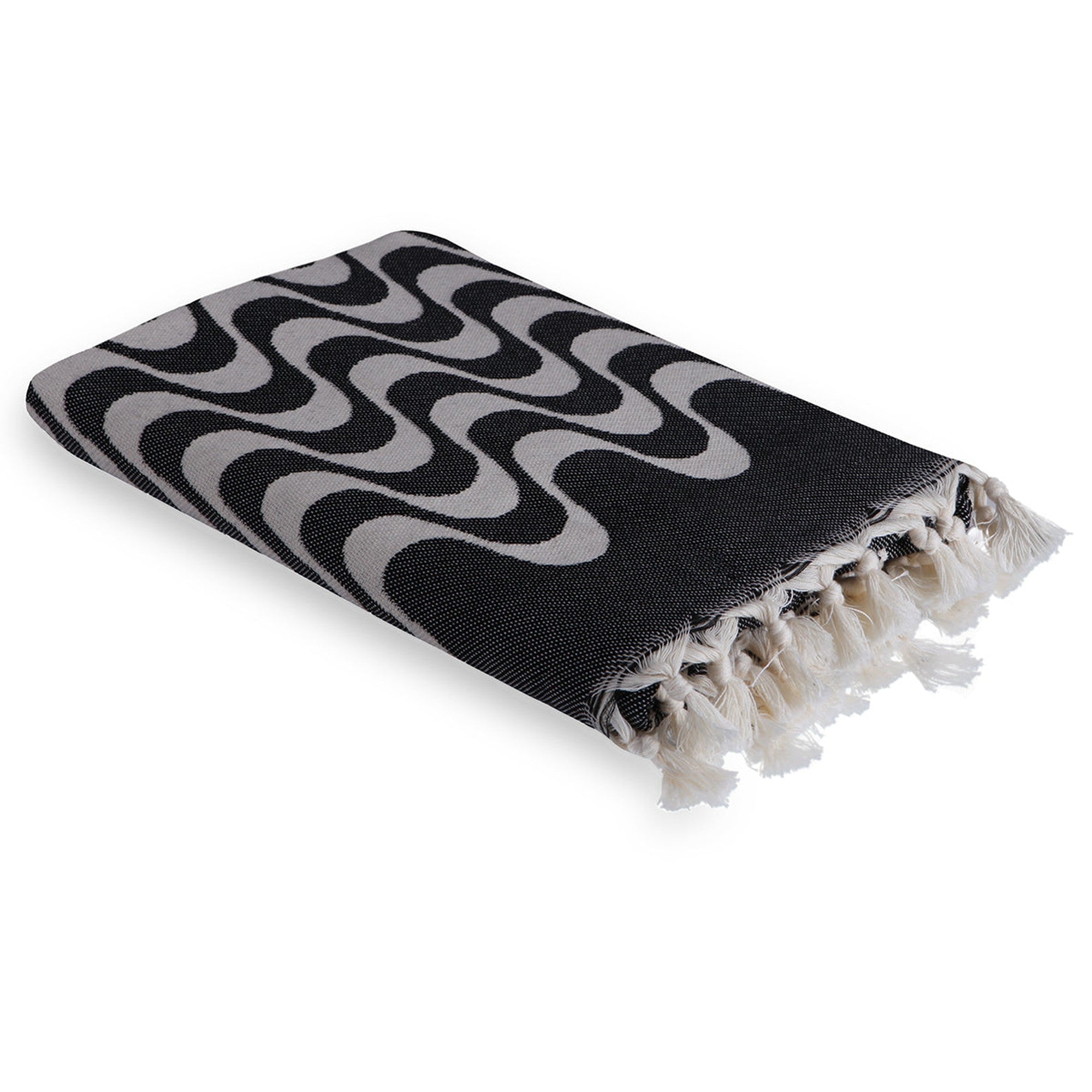 Fouta jacquard coton 100x200 CABANA noir