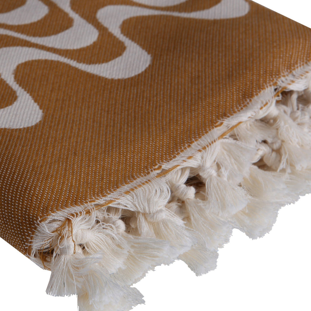 Jacquard cotton fouta 100x200 CABANA mustard yellow