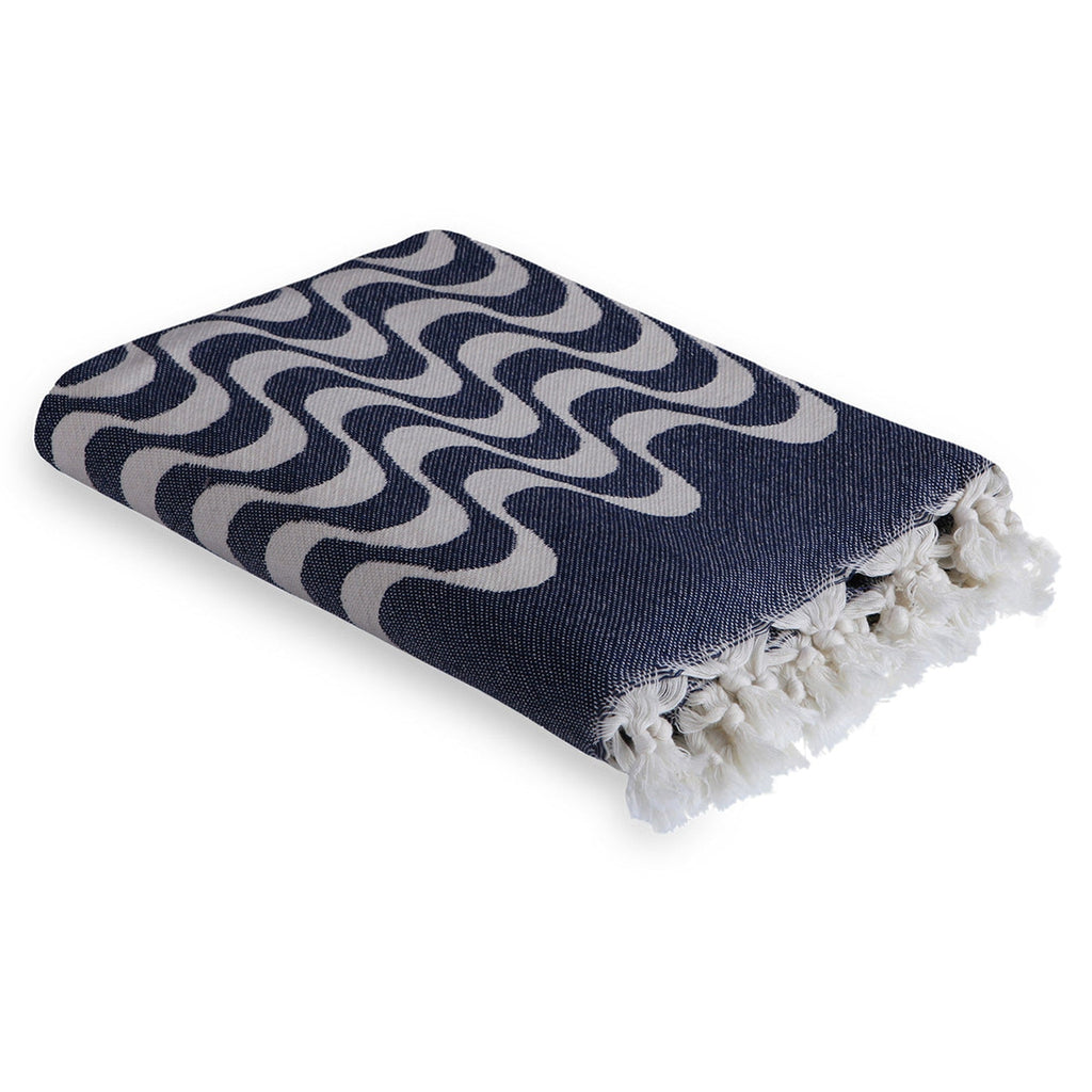 Cotton jacquard fouta 100x200 CABANA navy blue
