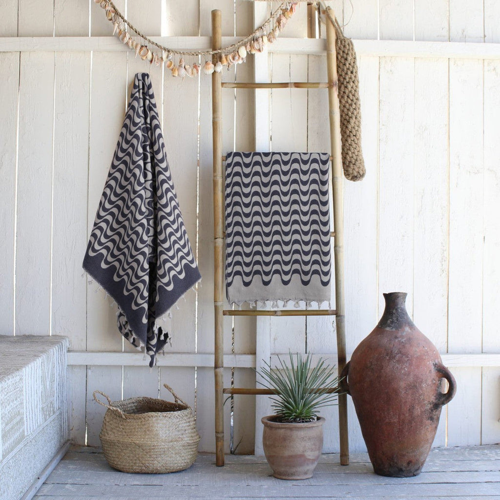 Cotton jacquard fouta 100x200 CABANA navy blue