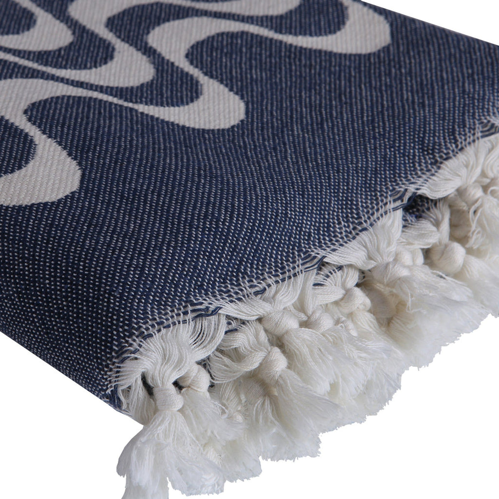 Cotton jacquard fouta 100x200 CABANA navy blue
