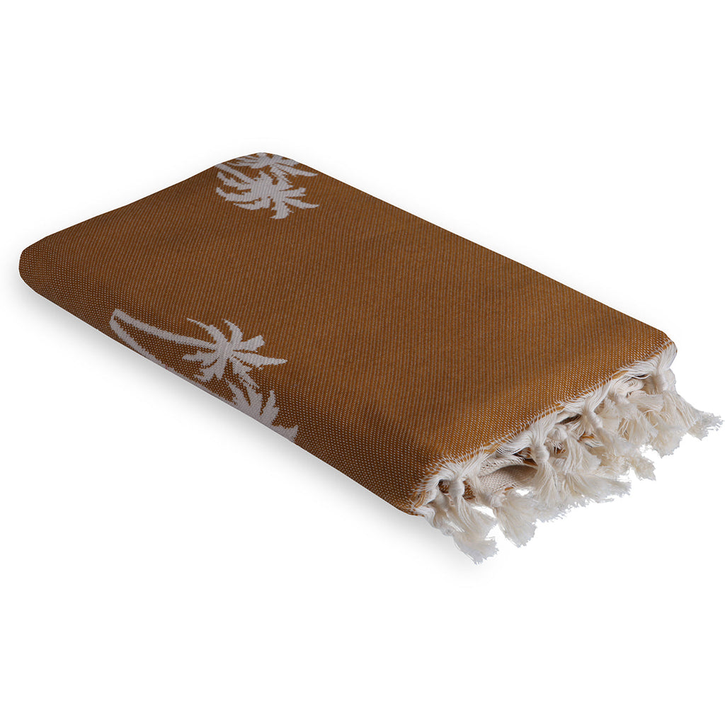 Jacquard cotton fouta 100x200 PALM TREE mustard yellow