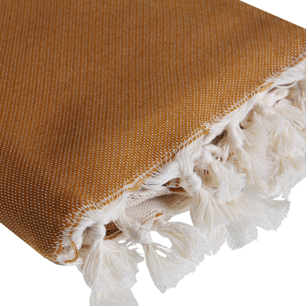 Jacquard cotton fouta 100x200 PALM TREE mustard yellow