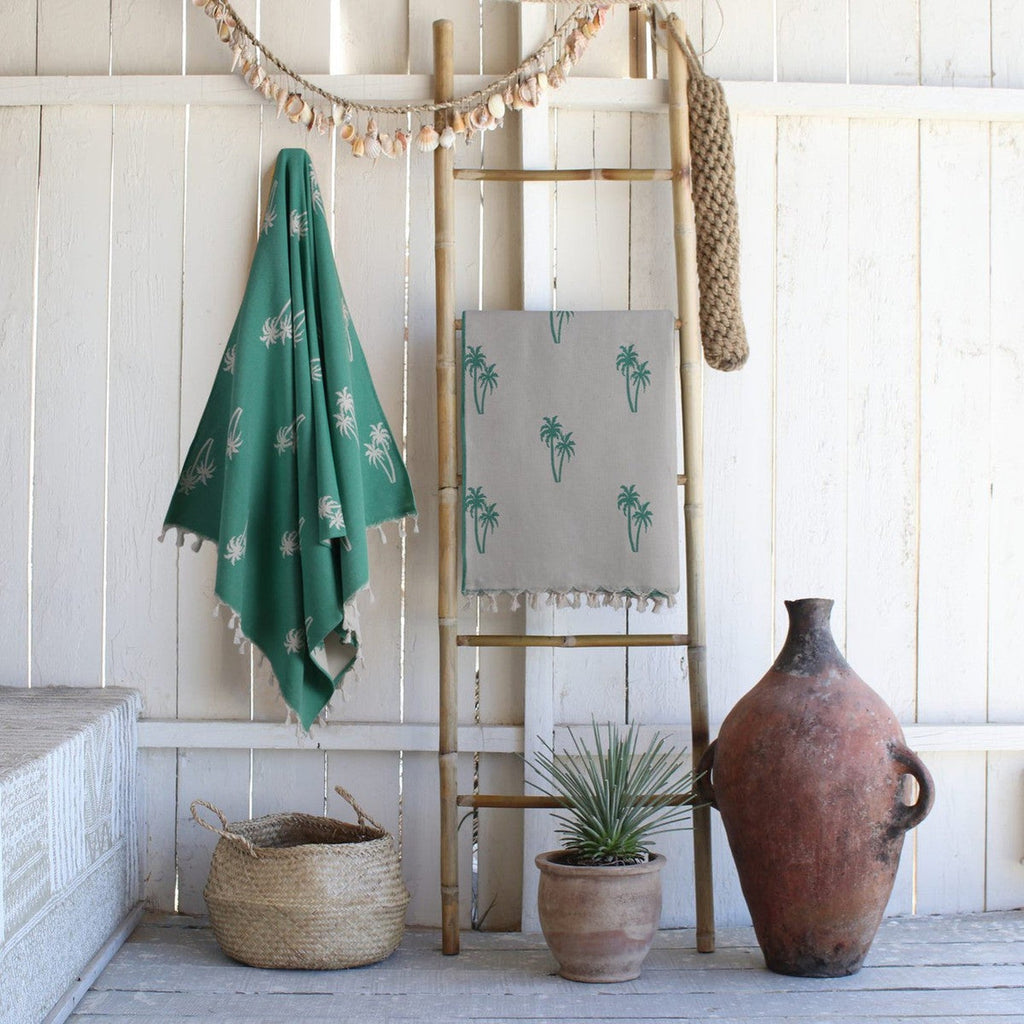 Jacquard cotton fouta 100x200 PALM TREE brazil green